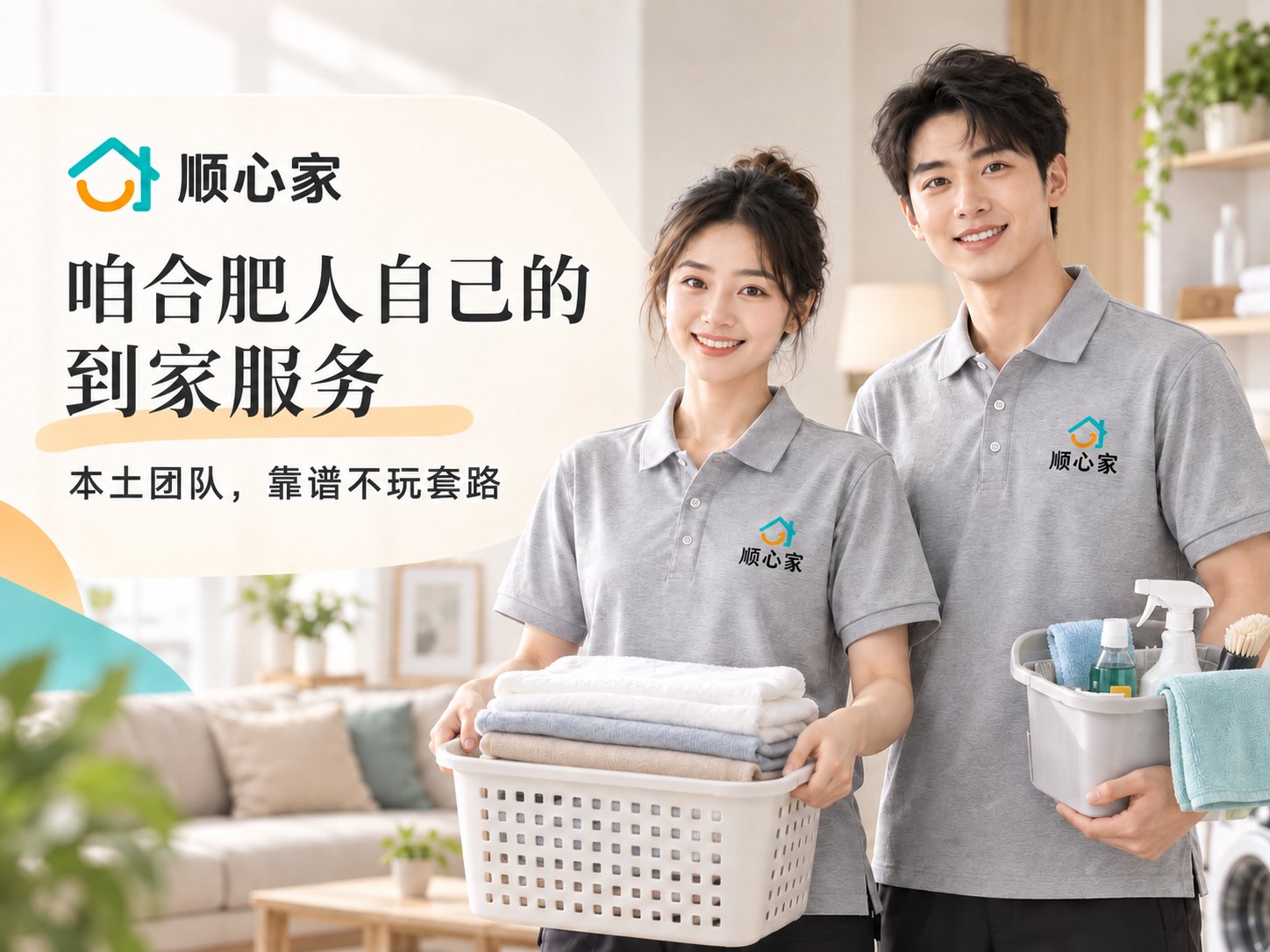 顺心家合肥本土自营到家服务团队上门提供洗衣与保洁服务